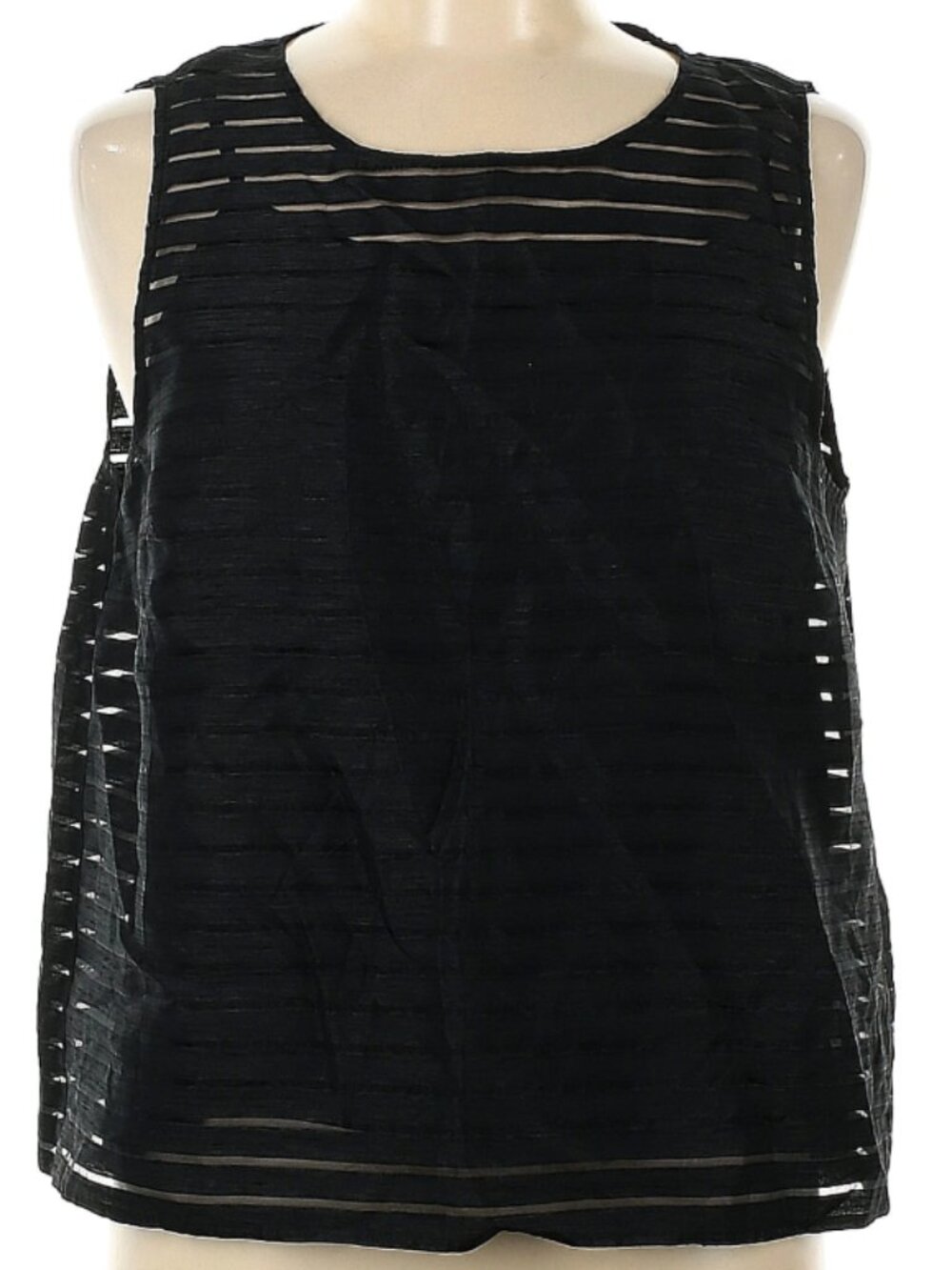 Banana Republic Sleeveless Black & Sheer Striped Tank with Cami - Medium - EUC